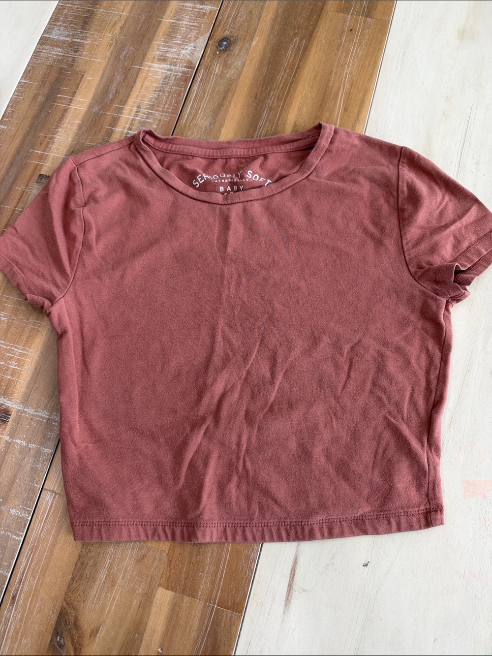 Aeropostale Rust Red Short Sleeve Crop Tee
